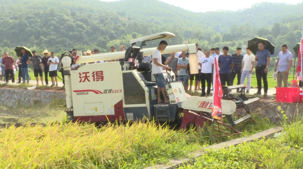 我县举办水田秸秆收割现场观摩会