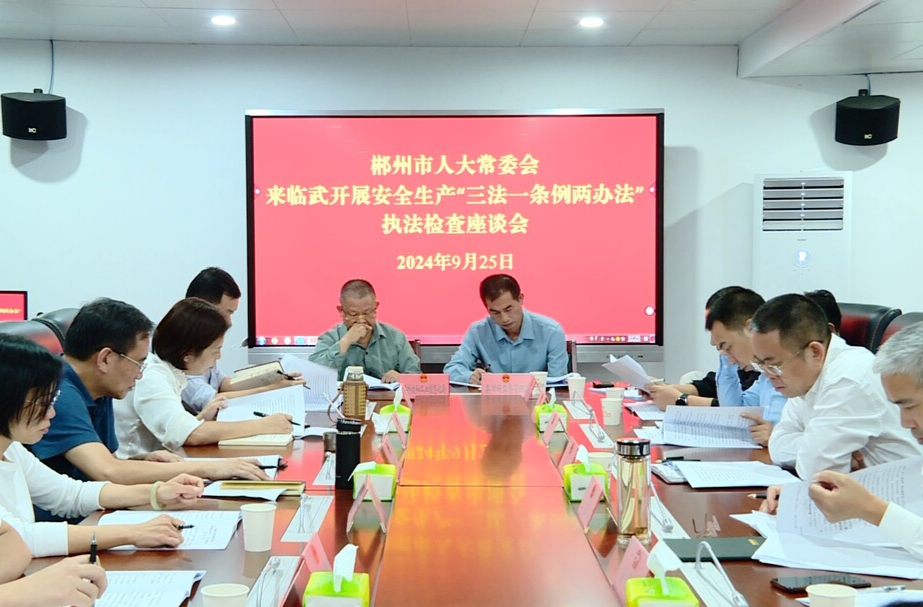 市人大常委会到临武县开展安全生产“三法一条例两办法”执法检查