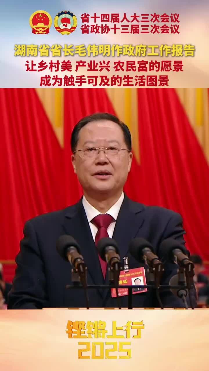 湖南省省长毛伟明作政府工作报告 让乡村美、产业兴、农民富的愿景成为触手可及的生活图景