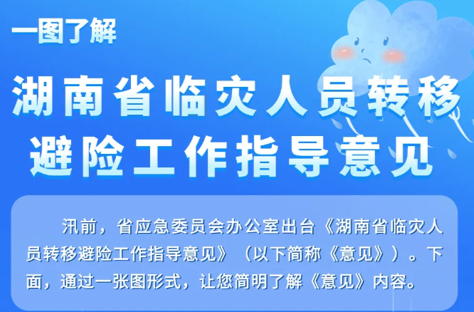 一图了解｜湖南省临灾人员转移避险工作指导意见