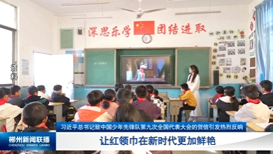 【郴州新闻联播】习近平总书记致中国少年先锋队第九次全国代表大会的贺信引发热烈反响：让红领巾在新时代更加鲜艳