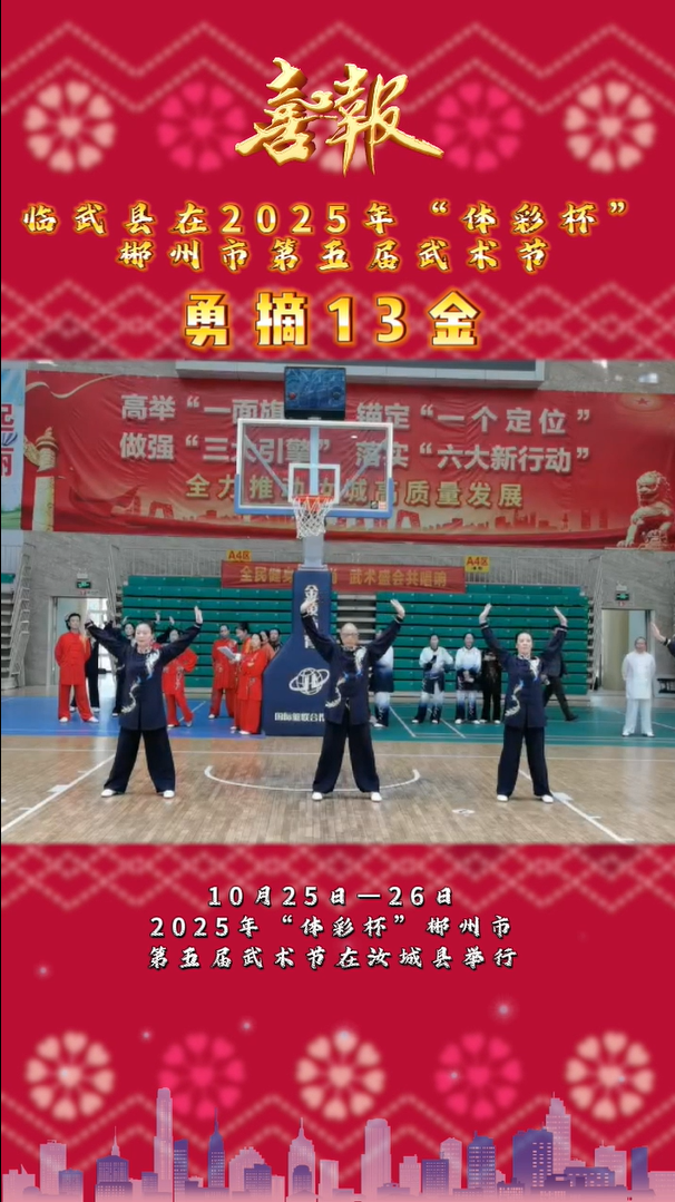 临武县在2025年“体彩杯”郴州市第五届武术节勇摘13金