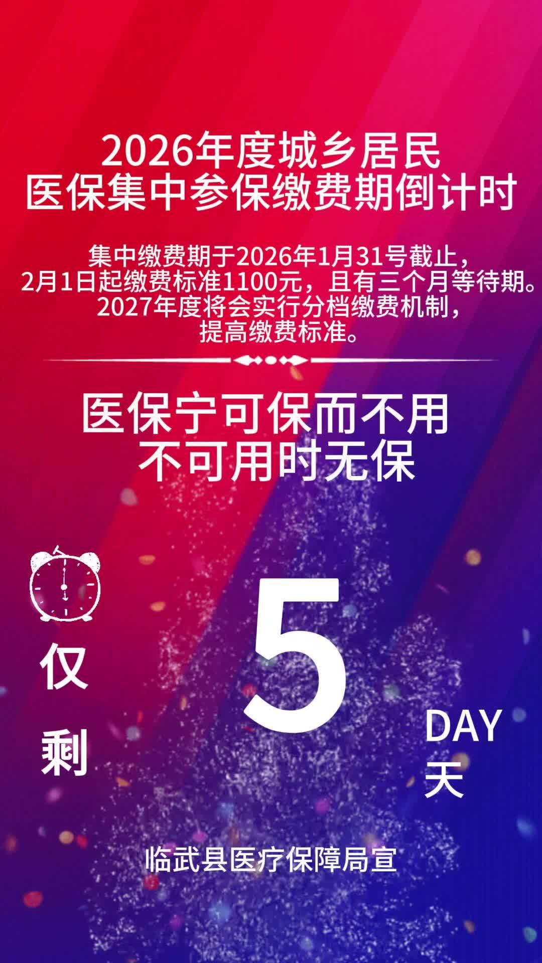 2026年度城乡居民医保集中参保缴费期倒计时