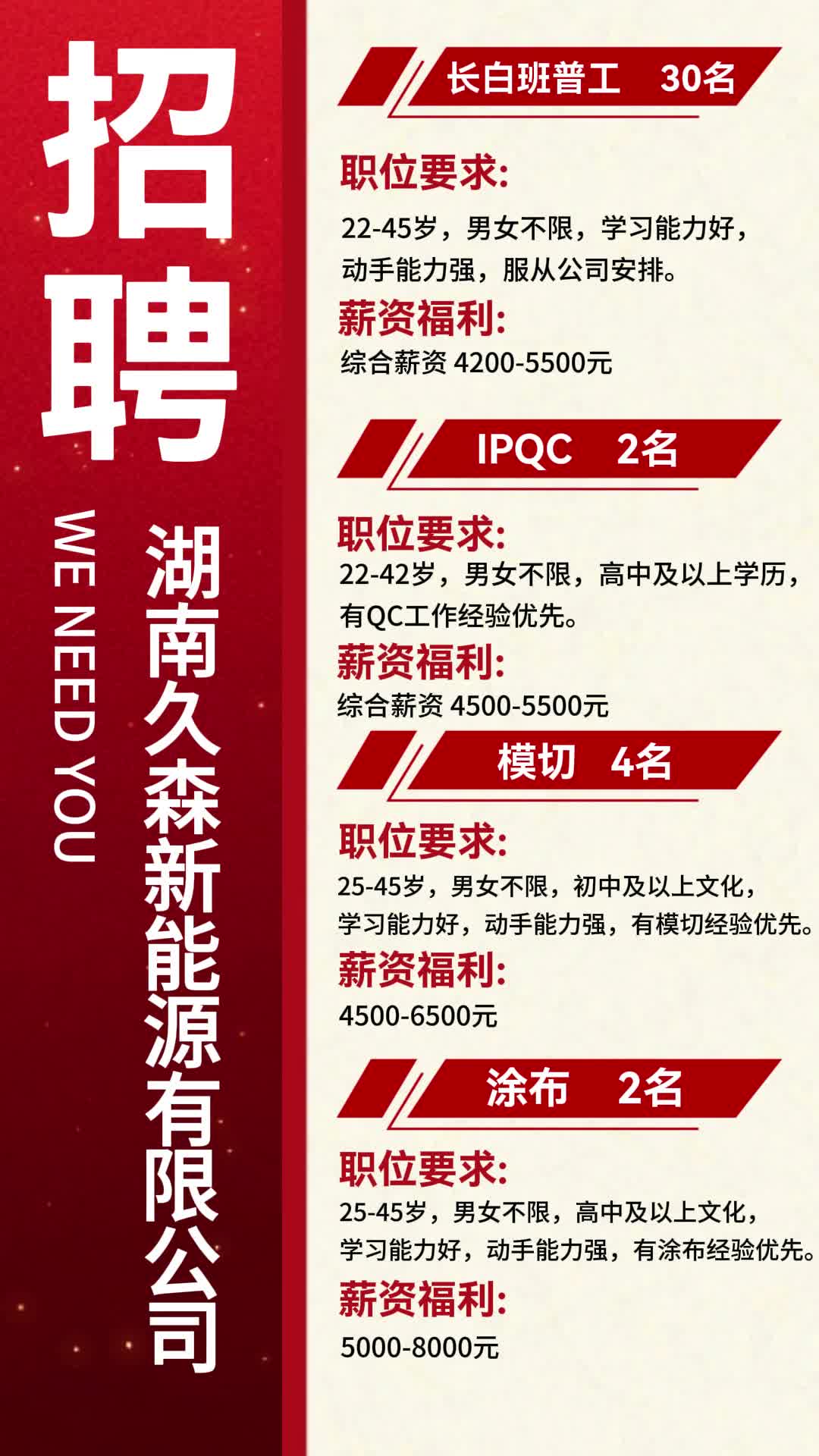 湖南久森新能源有限公司招聘